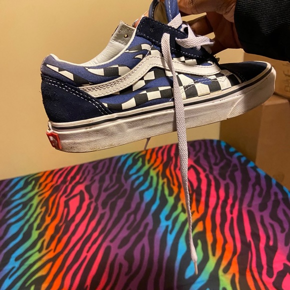 navy blue flame vans